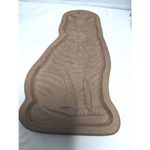 Vintage Hartstone Pottery Sitting Tabby Cat Cookie Mold Craft Mold Bow Bell Sign